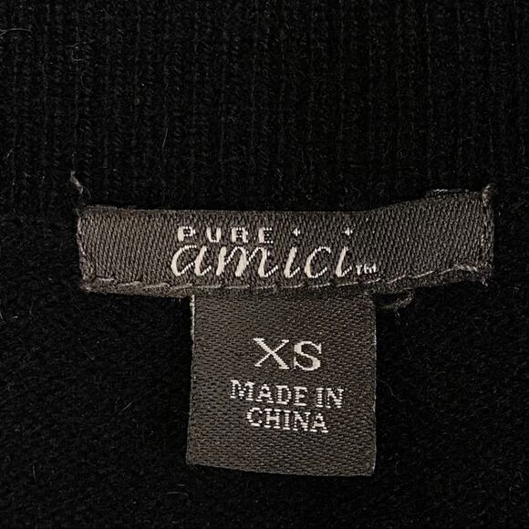 Pure Amici Cashmere Cowl Neck Sweater Womens Size XS Black & Gray Stripe - Picture 14 of 16